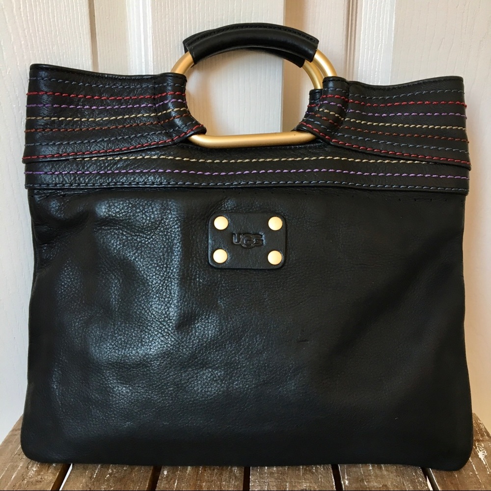 UGG Leather Handbag With Rainbow Stitching